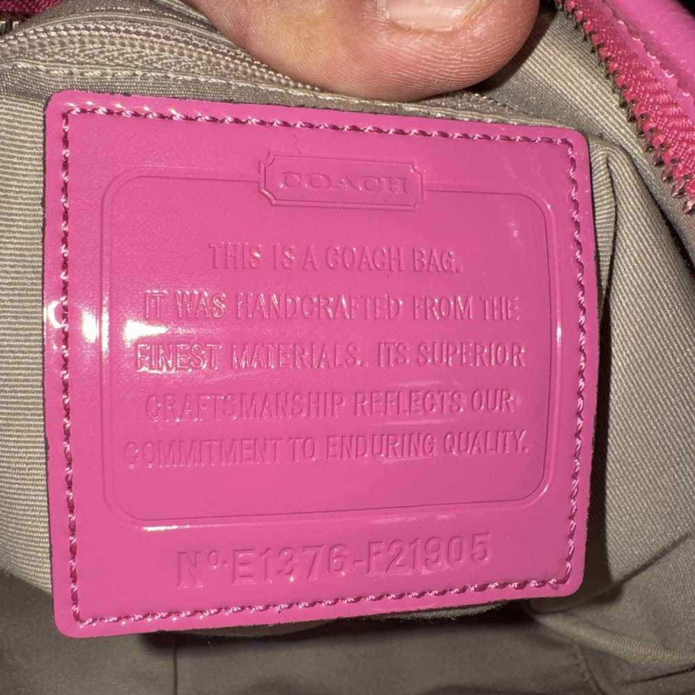 Coach Canvas Pink Crossbody Bag Signature Purse Tote W/ Adjustable Strap - Picture 11 of 12